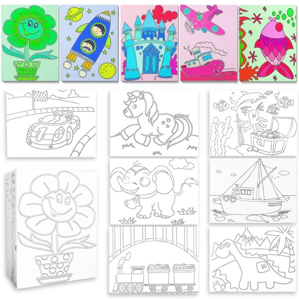 24Pcs Pre Drawn Canvas for Painting, Pre Printed Canvases Paint