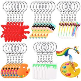 Tudomro Art Paint Party Favors Keychain Art Party Decoration Art Paint Splatter Palette Brush Keychain for School Days Kids Artist Birthday Party Gift Supplies (30)