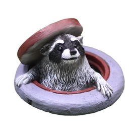 Dylayos Miniature Raccoon Garden Statue, Fairy Decor with Manhole Cover Design, Cute Raccoon Figurine for Outdoor Plant Pot, Tiny Fairy Garden Accessories, Gift for Mom Grandma Girls Boys