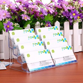 BTSKY 2Pcs 8 Pockets Acrylic Business Card Holder Stand Clear Boardgame Cards Holder Desktop Countertop Acrylic Card Filling Display