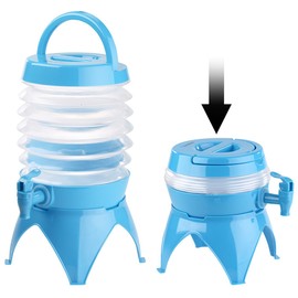PEARL Foldable water dispenser: Foldable Keg Drain Tap Stand 3.5 Litres Blue / Transparent (Water Canister for Water Dispenser)