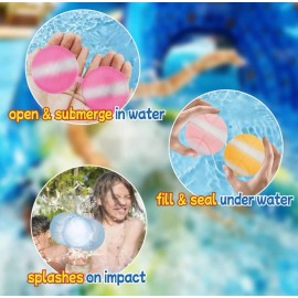 YAOJITOY 12 Pack Reusable Water Balloons Quick Fill latex Free w/ mesh bag