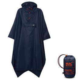 Mac in a Sac Unisex Fully Waterproof Breathable Taped Seam Packable Poncho, Navy, OS