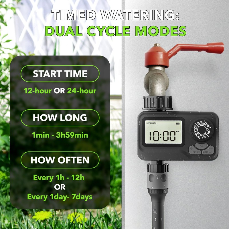 BN LINK Programmable Sprinkler Timer with Rain Delay – Waterproof