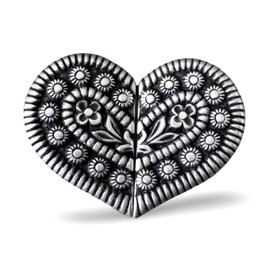 Hartmann-Knöpfe Heart Shape Small Silver Antique Silver Costume Clasp Dirndl Buckle Clasp Metal 40 mm x 30 mm (Pack of 1)