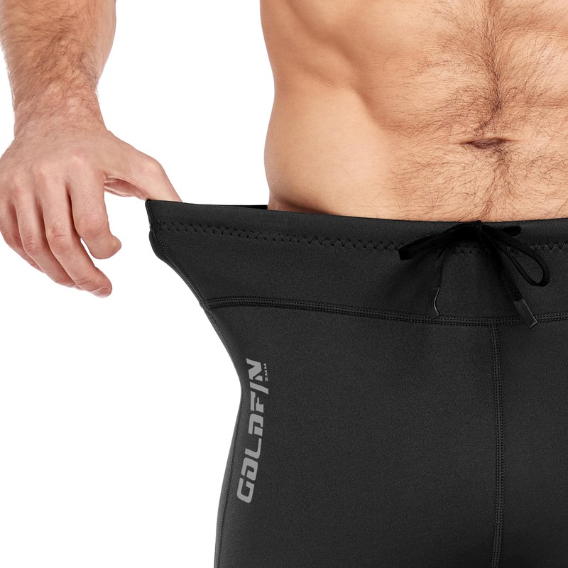 GoldFin Men Wetsuit Shorts, Neoprene 2mm Adjustable Drawstring Short Cold