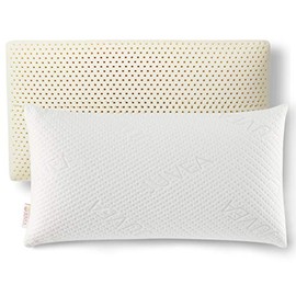 JUVEA â 100% Natural Talalay Latex Pillow â Medium Firmness King High Loft Pillow - Cooling Technology â Machine Washable Organic Cotton Cover â Oeko-TEX Class 1