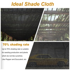SPORTYOUTH 70% Black Shade Cloth 6ft x 20ft, Sunblock Shade Cover Mesh Tarp with Grommets UV Resistant Awning for Garden Pergola Greenhouse RV Chicken Coop Hen Barn Kennel Patio Canopy