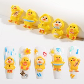 BAIYIYI 50PCS 3D Duck Nail Charms Mixed 5 Shape Cute Duck Resin Nail Art Charms Flatback Slime Resin Charms for Acrylic Nails DIY Craft Accessories
