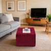 Furry Square Pouf Ottoman Foot Rest, Redwine, 20"x14"