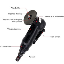 Pneumatic Chamfering Machine, Mini Pneumatic Chamfering Machine, 2-in-1 Pneumatic Chamfering Machine, Handheld 30,000 RPM Trimming with 1/4 Inch Air Inlet for Metal Trimming Chamfer (6R + C Inserts +