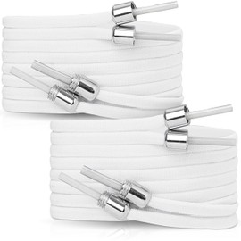 LaceMate Shoelaces – 2 Pairs Elastic No Tie Shoelaces for Casual Shoes and Trainers Also as Replacement, White