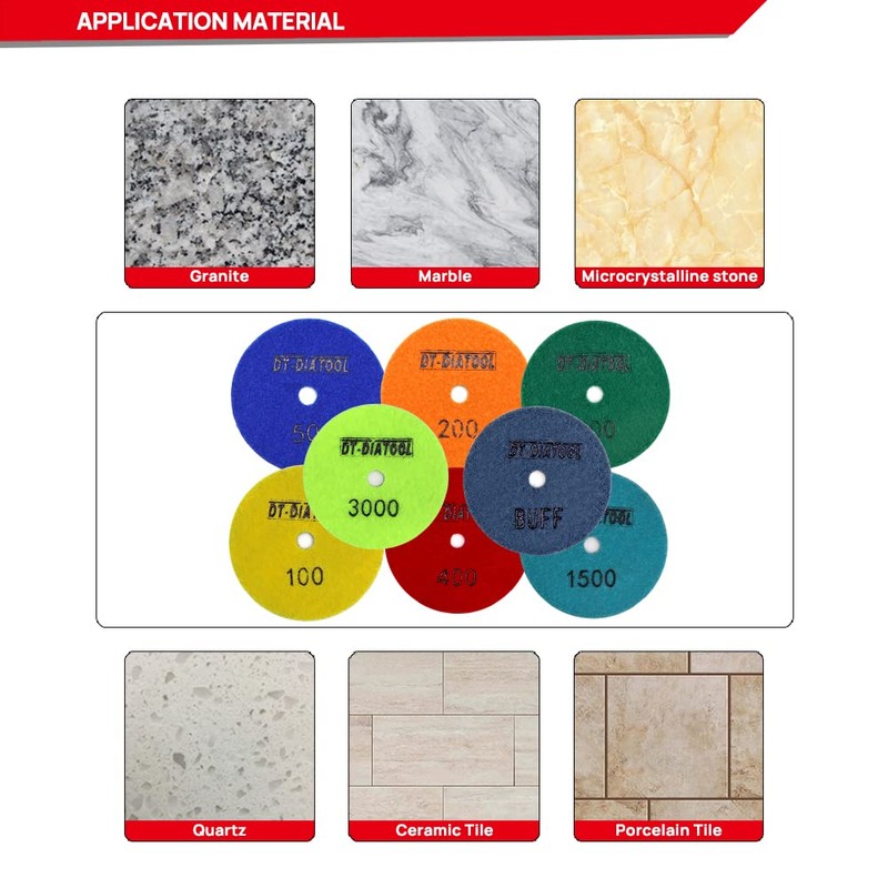 DT-DIATOOL Dry Diamond Polishing Pads 4 Inch for Granite Marble