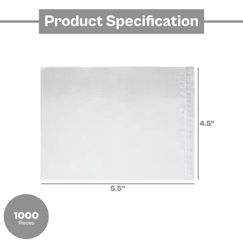 4.5" x 5.5" Clear Packing List Back Side Loading Plain