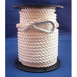 Sunshine Cordage Anchor Line - Premium 3 Strand Nylon (Non-Windlass) (200FT, 3/8")