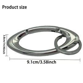 Lyfengdeam Sturdy Alloy Oval Carabiner Clip, 2 Pack, for Climbing and Outdoor Activities (Gun Black)