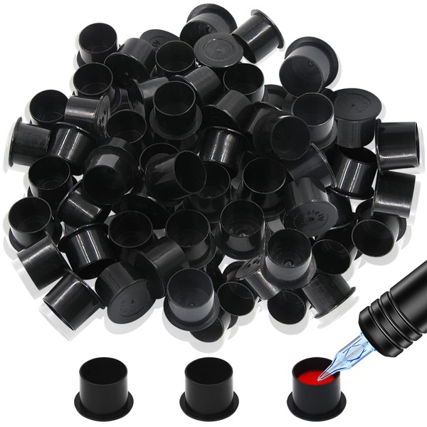 Autdor Ink Caps Cups Medium - 1000Pcs Tattoo Caps Cups with Base Disposable Pigment Cups Microblading Makeup Tattoo Ink Cups With Base Pigment Ink Caps 14mm for Tattoo Ink Tattoo Supplies