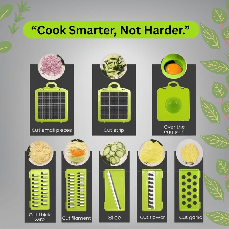 Yurdas Vegetable Chopper and Slicer Set, 14-in-1 Mandoline Slicer with