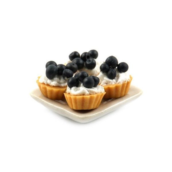 MyTinyWorld 4 Dolls House Miniature Black Cherry Tarts on a