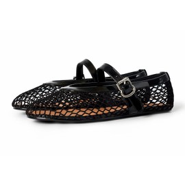 vimitty Ballet Flats Shoes for Women with Elegant Buckle Strap Mary Jane Flats Ballerina Shoes Flat Heel for Women Black