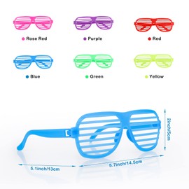 Fowecelt Neon Glasses Shutter Shades - 12pcs Neon Glasses, Shutter Glasses for Children, Neon Party Accessories, 80s Party Decoration, Shutter Shades Sunglasses for Night Out Party