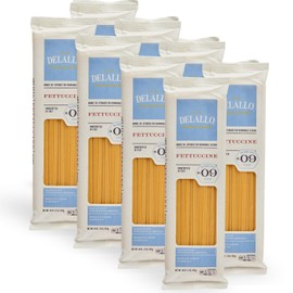 DeLallo, Fettuccine Pasta, Made in Italy, Bronze Cut, Made with Only 100% Durum Wheat Semolina Flour, All Natural, Kosher, Vegan, Non-GMO, 1 Pound Bag, (8 Pack)