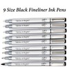 Gift Boutique Black Micro-Pen Fineliner Pigment Pens, Set of 9