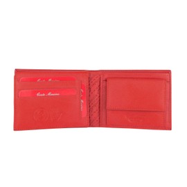 Conte Massimo Men's Genuine Leather Handcrafted Wallet with RFID Protection and Gift Box, red, Classic