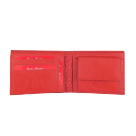 Conte Massimo Men's Genuine Leather Handcrafted Wallet with RFID Protection and Gift Box, red, Classic