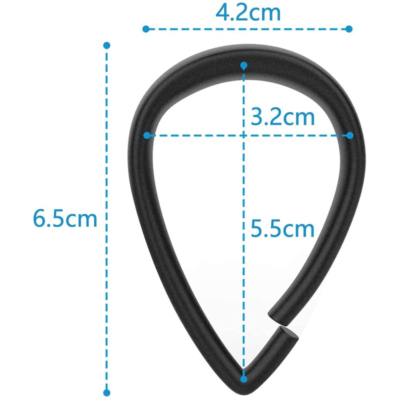 Qulable Shower Curtain Rings, 12 Pcs Plastic Hooks Drop-Shape Rings
