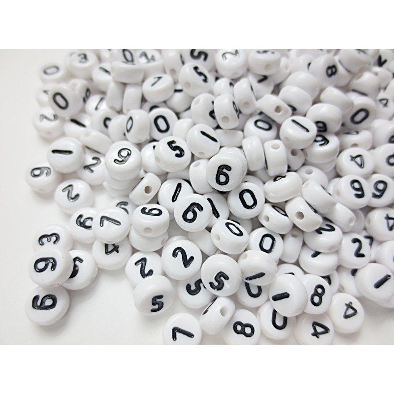 500 White Number Beads 7mm Round Number Beads for Making