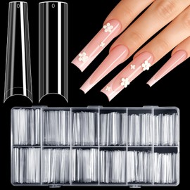 Kiiwah Pack of 240 XXXL Nail Tips, Extra Long, 2 Styles, Clear False Nail Tips, Nail Extension Tips for Gel Nails, Acrylic Artificial Nail Tips for Nail Studios, DIY