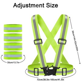 AONAT 2 Pack Reflective Vest,Reflective Vest Running Gear with 4 PCS High Visibility Armbands,Suitable for Outdoor Night Running Jogging Hiking Cycling Walking Men Women Kids