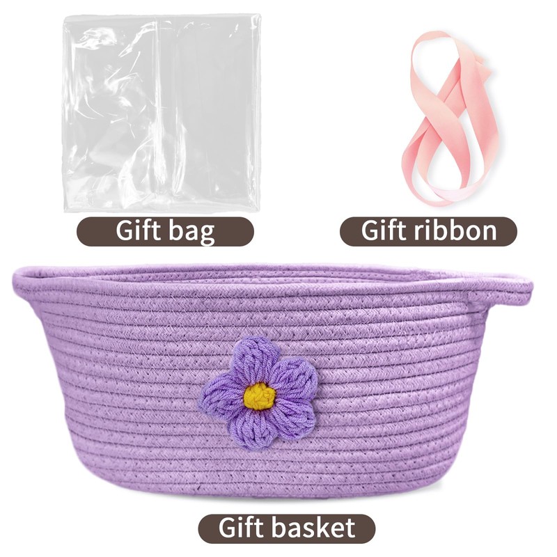 Basket for Gifts, Gift Basket Empty & Ribbon, Large Cap