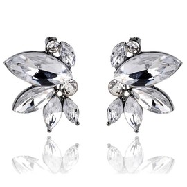 Rhinestone Cluster Stud Earrings Elegant Artificial Crystal Wedding Earrings for Brides Bridemaids Party Prom Costume Earrings for Women (White)