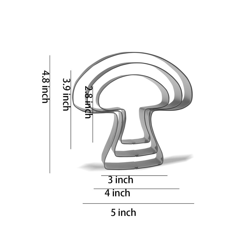 Keewah Mushroom Cookie Cutter Set - 5”,4”,3” - 3 Piece