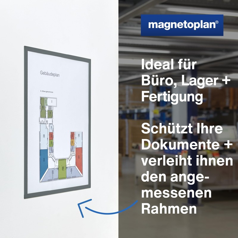 magnetoplan 1130301 Magnetofix Magnetic Frame A4 Grey Pack of 5