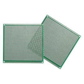 MECCANIXITY 2Pcs Breadboard Solderable 100mm x 100mm Green Circuit PCB Board Double Sided Tin-Plated PCB Prototype Board for Electronics Prototyping, DIY Circuits Projects