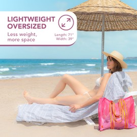 COMFYRIA Turkish Beach Towel with Travel Bag - 1/2/4/6 Pack - XL 39x71 Cotton Beach Towel - Prewashed - Sandfree, Quick Dry, Lightweight Beach Blanket - Travel Essentials Clearance - Light Gray