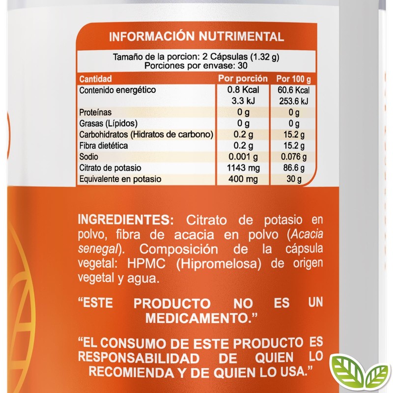 Citrato de Potasio frasco con 60 cápsulas de 660 mg