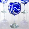 NOVICA Hand Blown Blue Swirl Recycled Glass Wine Glasses,11 oz