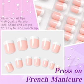 Lifextol 240pc French Tip Press on Nails Short Fake Nails with Glue and Adhesive Tab, XS False Acrylic Nails Press on Nails Square Nail Tip Artificial Glue on Nails Press ons Fingernail Stick on Nail