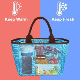 Kato Tirrinia Lunch Cooler Bags for Women, Cute Insulated Lunch Tote Bag for Girls, Fashionable Leakproof Lunch Box for Adult & Kids, Reusable Large Cooler Lunch Bag for Working/School/Picnic - Blue
