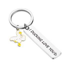SELOPU Cute Couple Gift Funny Duck Charm Keychain I DUCKING LOVE YOU Duck Pun Keychain Lover Jewelry Gift Romantic Gift Valentine's Day Gift for Her (DUCKING LOVE YOU-KEY1)