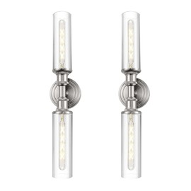 Ken & Ricky Wall Sconces Set of Two, Brushed Nickel Vanity Lights for Bathroom Light Fixtures, Modern Sconces Wall Decor Set of 2,Wall Lights for Living Room Bedroom Hallway
