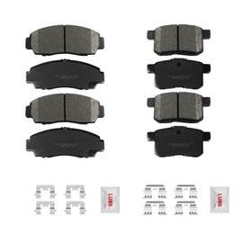 Fraxle Front and Rear Ceramic Brake Pads Set with Hardware For 2008 2009 Honda Accord EX, EX-L, 2009-2010 Acura TSX
