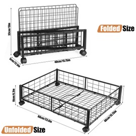 Kmise Underbed Storage With Wheels,Metal Under Bed Storage Containers For Bedroom Clothes Blankets Toy Book Bedding Shoes Storage Organizer (4 Pcs, Black)