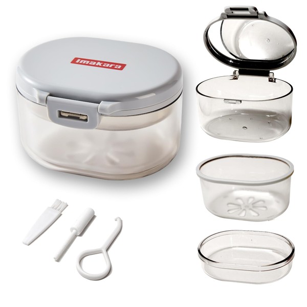 Retainer Cleaner Case Denture Bath Case grey