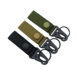 Acpetdr Tactical Gear Clip, Nylon Key Ring Holder or Tactical Belt Keepers Military Utility Hanger Carabiner Tactical Molle Hook, Black, Tan, Green，Combat belt with metal snaps and nylon straps