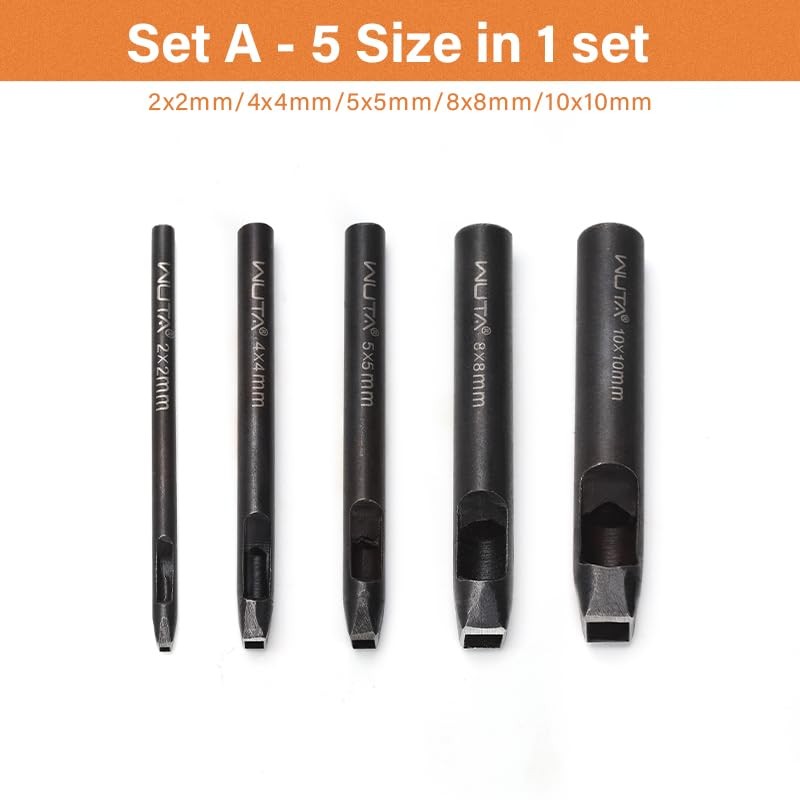 WUTA 5 Sets Square Hole Punch Leather Craft End Punch
